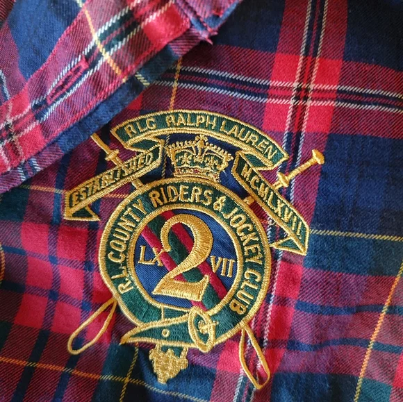 Ralph Lauren Sport Women's Tartan Plaid Preppy Wool Cotton Blend Shirt Red 14 - Picture 4 of 12